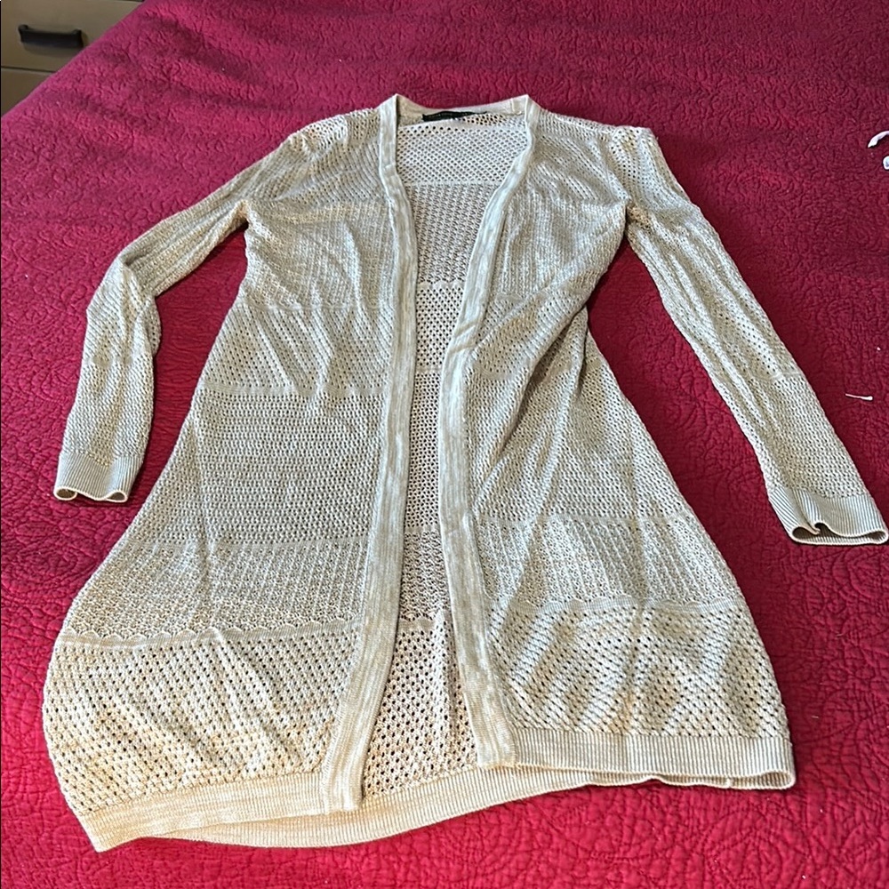 White House Black Market Cream Knit Cardigan side small